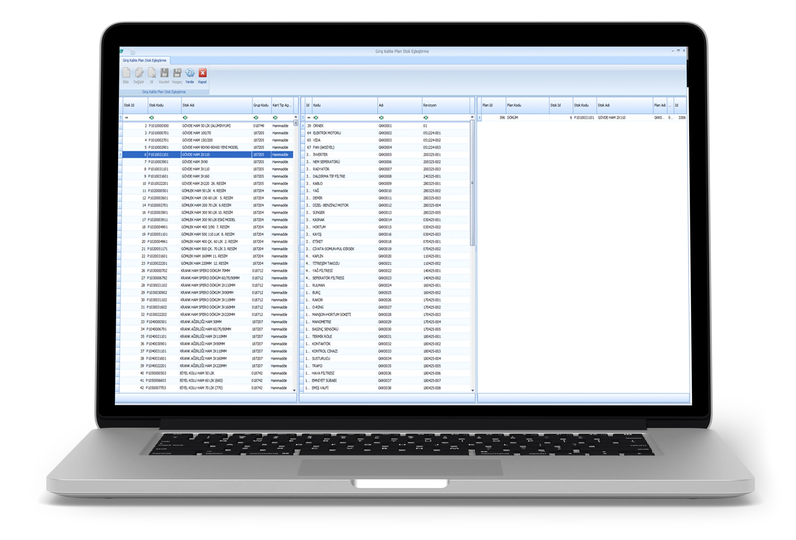Kalite Kontrol Plan Stok Eşleştirme