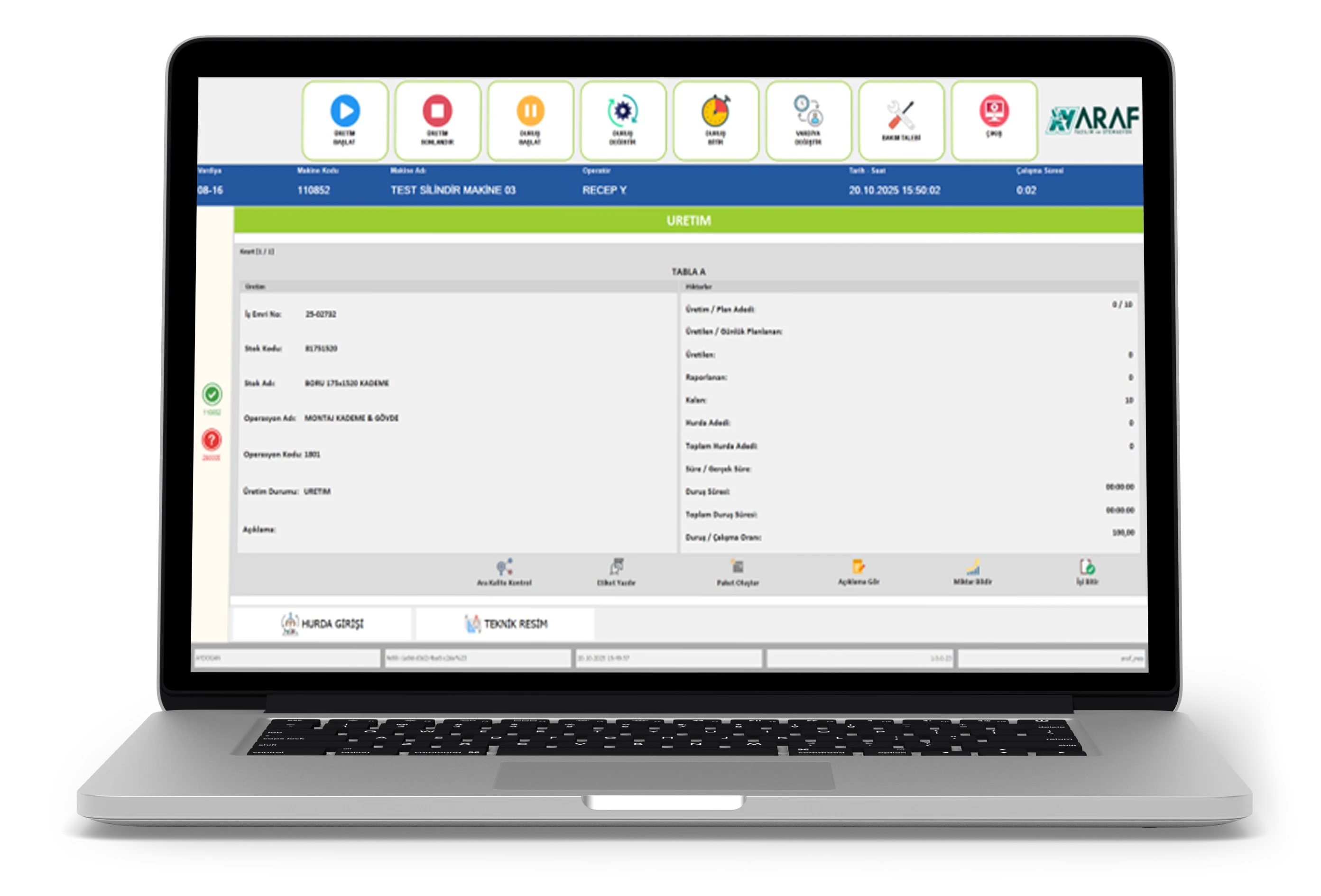 Üretim Başlat / Sonlandır